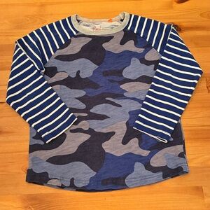 Mini Boden Blue and Gray Long Sleeve Tee